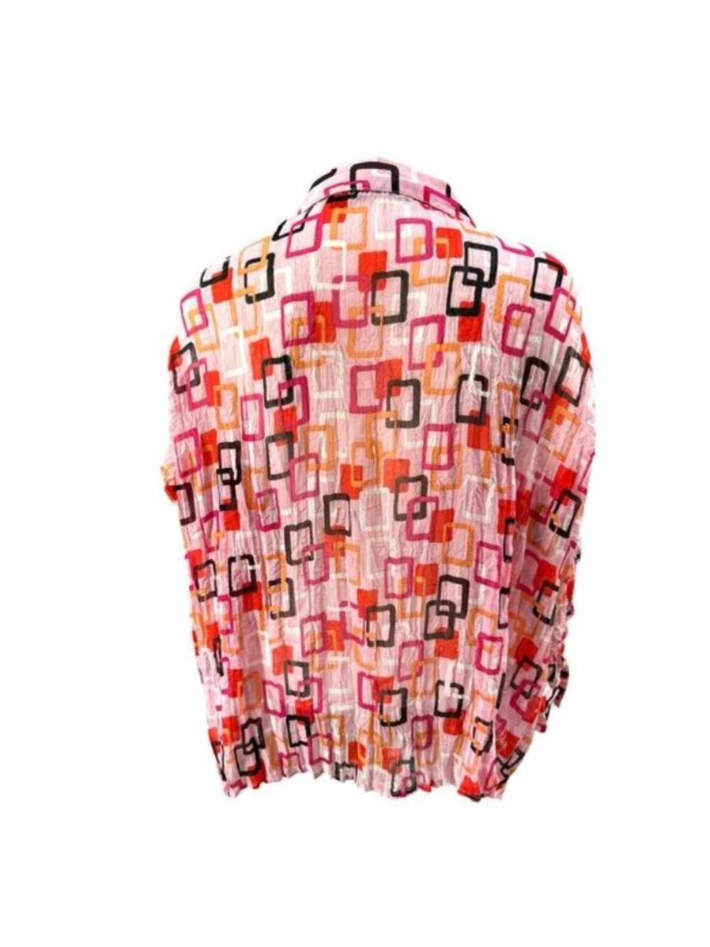 Essentials By Milano XL Pink Geometric Button Up Blouse Retro Cityworkcore Y2K - Picture 4 of 12